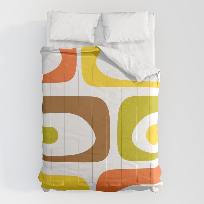 Long Piquet Mid Century Modern Pattern Retro Orange Avocado Brown White  Comforter Gallery Image 6