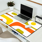 Long Piquet Mid Century Modern Pattern Retro Orange Avocado Brown White  Desk Mat Gallery Image 2