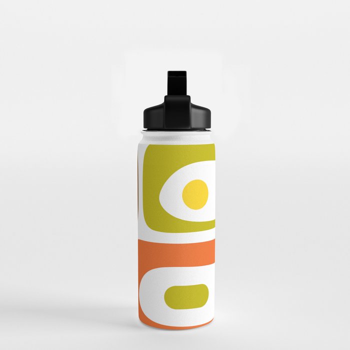 Long Piquet Mid Century Modern Pattern Retro Orange Avocado Brown White  Water Bottle Gallery Image 2