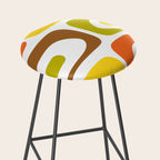 Long Piquet Mid Century Modern Pattern Retro Orange Avocado Brown White  Stool Gallery Image 2