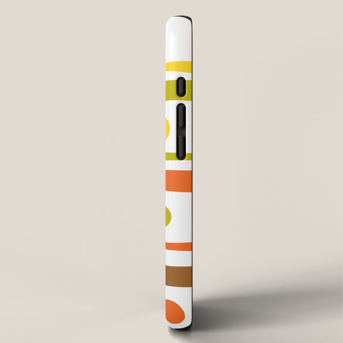 Long Piquet Mid Century Modern Pattern Retro Orange Avocado Brown White  iPhone Case Gallery Image 2