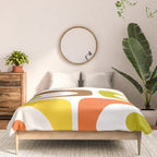 Long Piquet Mid Century Modern Pattern Retro Orange Avocado Brown White  Comforter Gallery Image 3