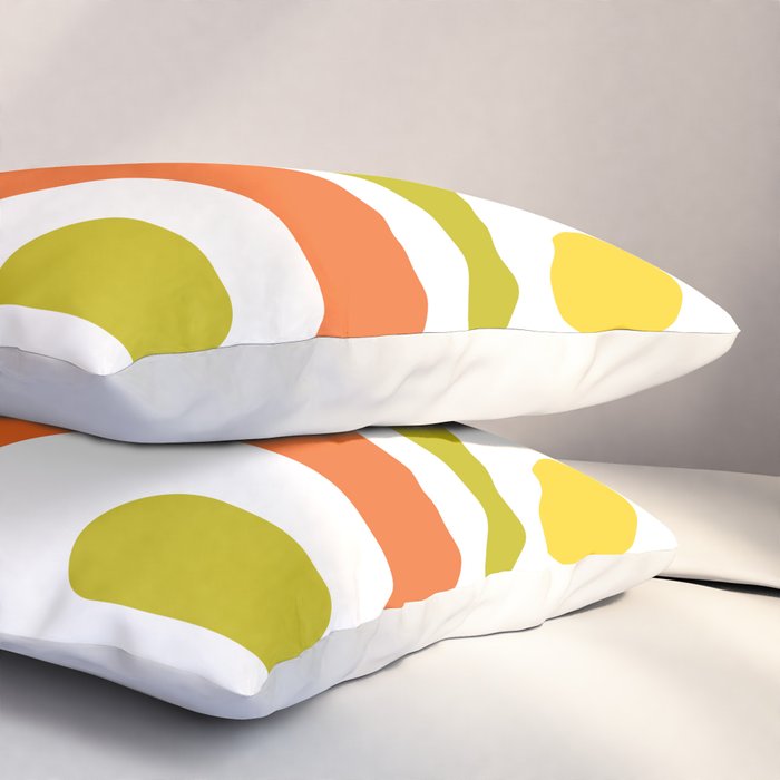 Long Piquet Mid Century Modern Pattern Retro Orange Avocado Brown White  Pillow Sham Gallery Image 3