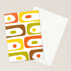 Long Piquet Mid Century Modern Pattern Retro Orange Avocado Brown White  Stationery Card Gallery Image 2