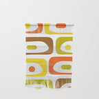 Long Piquet Mid Century Modern Pattern Retro Orange Avocado Brown White  Wall Hanging Gallery Image 1