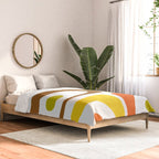 Long Piquet Mid Century Modern Pattern Retro Orange Avocado Brown White  Comforter Gallery Image 2