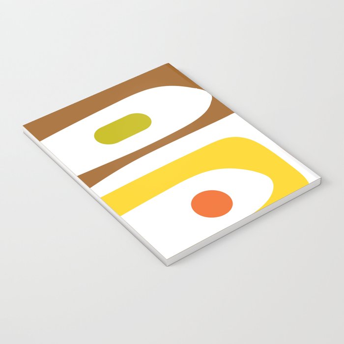 Long Piquet Mid Century Modern Pattern Retro Orange Avocado Brown White  Notebook Gallery Image 3