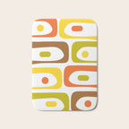 Long Piquet Mid Century Modern Pattern Retro Orange Avocado Brown White  Bath Mat Gallery Image 1