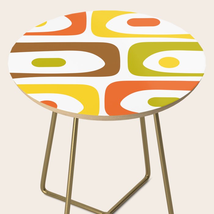 Long Piquet Mid Century Modern Pattern Retro Orange Avocado Brown White  Side Table Gallery Image 2