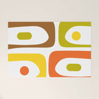 Long Piquet Mid Century Modern Pattern Retro Orange Avocado Brown White  Welcome Mat Gallery Image 1