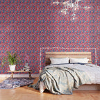 Bold Red and Blue Flower Pattern Wallpaper Gallery Image 3