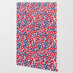 Bold Red and Blue Flower Pattern Wallpaper Gallery Image 2