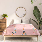 Diverse all women soccer player team drawing print Comforter Gallery Image 3