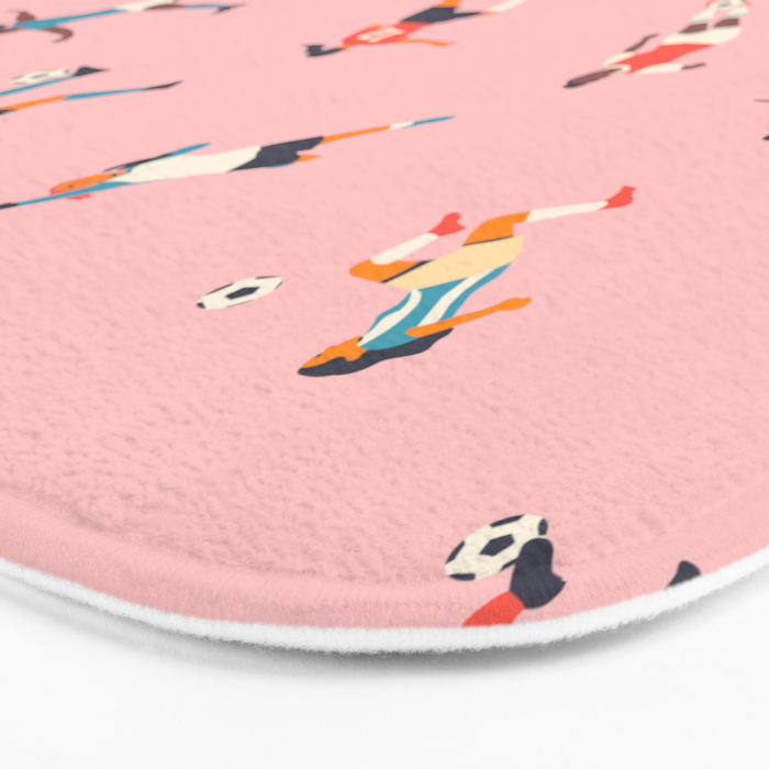 Diverse all women soccer player team drawing print Bath Mat Gallery Image 3