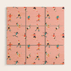 Diverse all women soccer player team drawing print Wood Wall Art Gallery Image 1