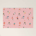 Diverse all women soccer player team drawing print Welcome Mat Gallery Image 1