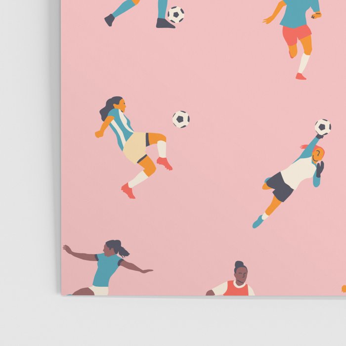 Diverse all women soccer player team drawing print Poster Gallery Image 3