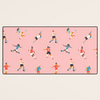 Diverse all women soccer player team drawing print Desk Mat Gallery Image 3