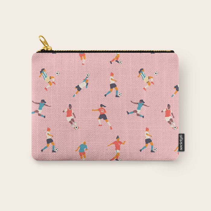 Diverse all women soccer player team drawing print Carry All Pouch Gallery Image 1
