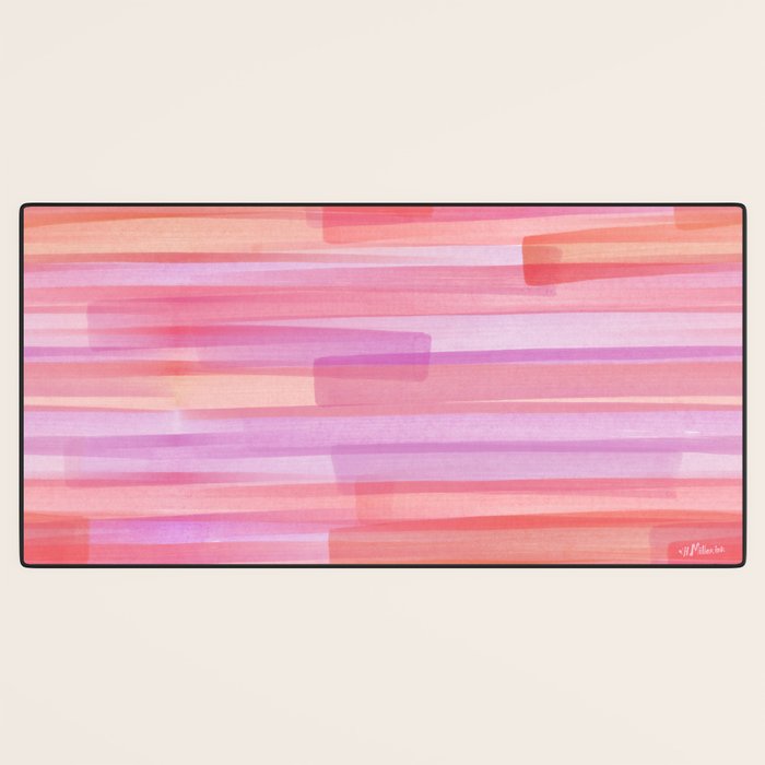 Abstract Watercolor Waves in Pink Sunset Desk Mat Gallery Image 3