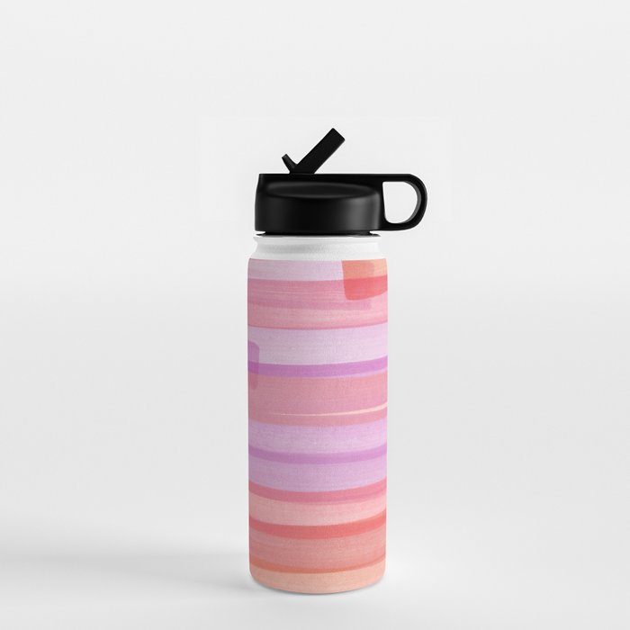 Abstract Watercolor Waves in Pink Sunset Water Bottle Gallery Image 1