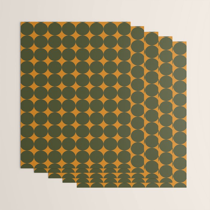 Circles/Sparks (Olive & Orange) Wrapping Paper Gallery Image 3