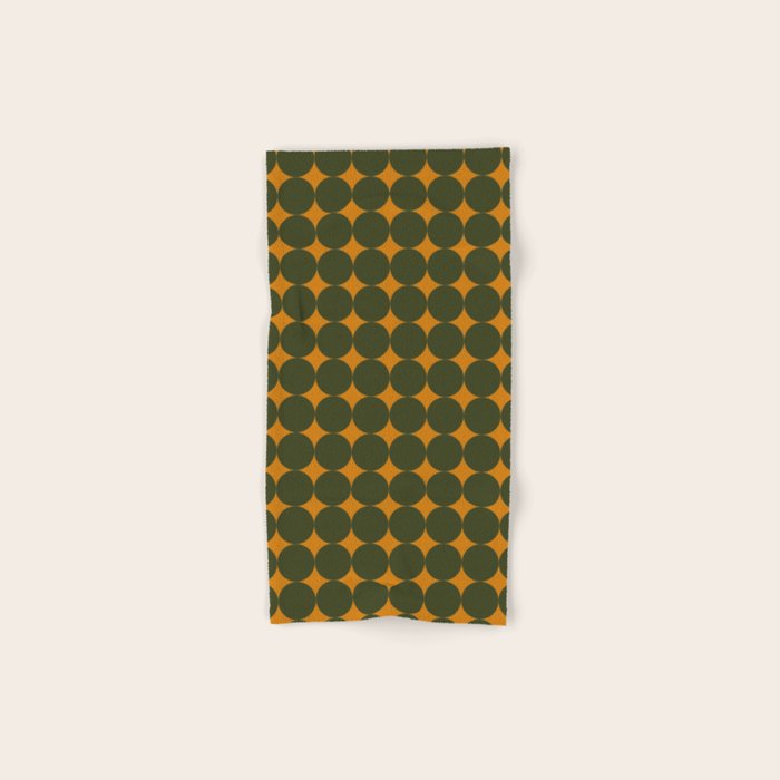Circles/Sparks (Olive & Orange) Bath Towel Gallery Image 1