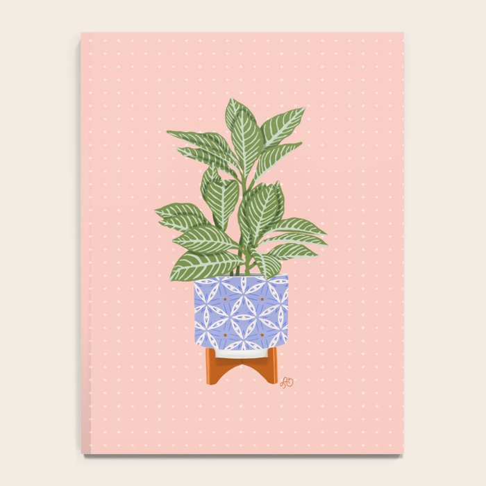 Patterned Pot Plant on Geometric Background Notebook Gallery Image 4