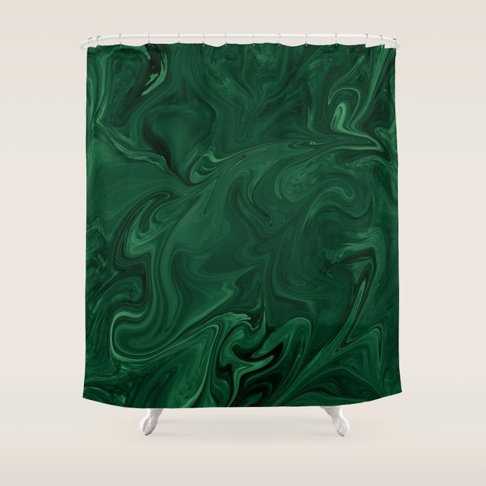 Modern Cotemporary Emerald Green Abstract Shower Curtain Gallery Image 1