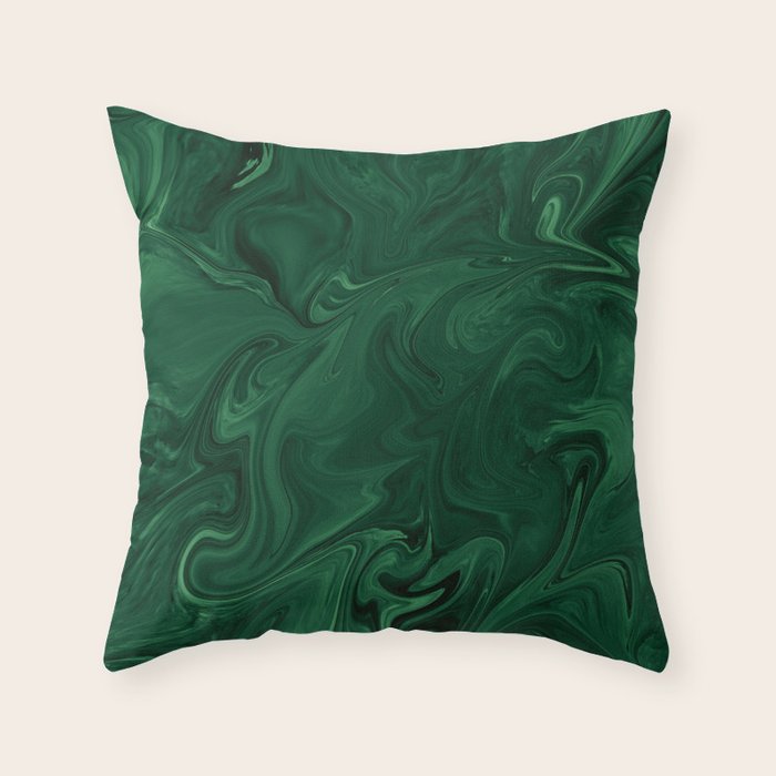 Modern Cotemporary Emerald Green Abstract Throw Pillow Gallery Image 1