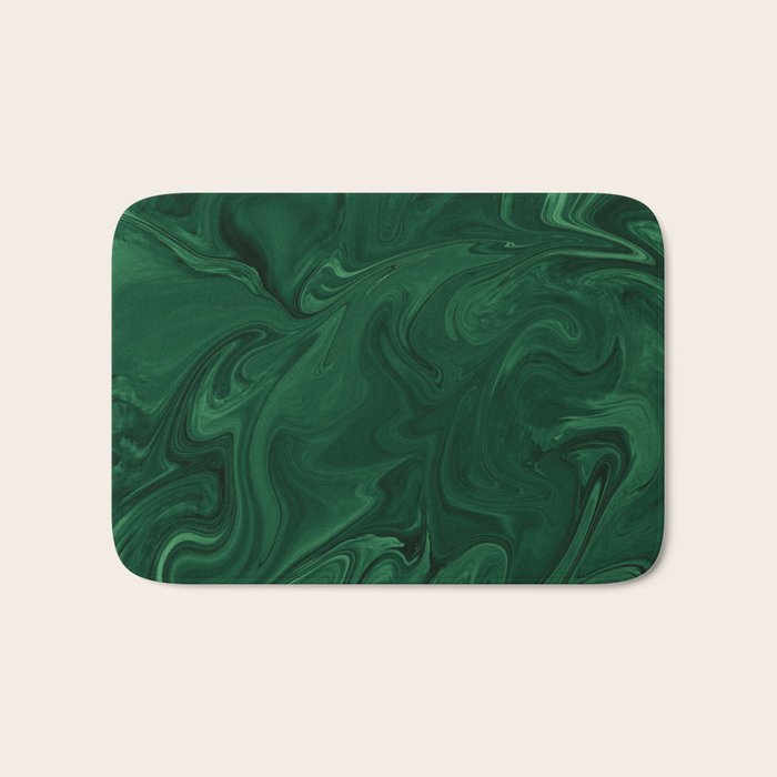 Modern Cotemporary Emerald Green Abstract Bath Mat Gallery Image 1