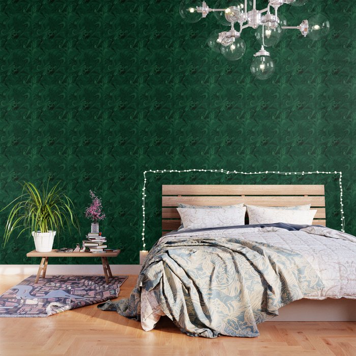 Modern Cotemporary Emerald Green Abstract Wallpaper Gallery Image 3