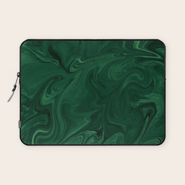 Modern Cotemporary Emerald Green Abstract Laptop Sleeve Gallery Image 1