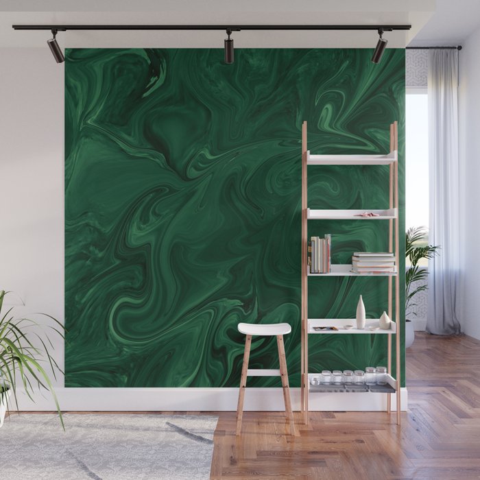 Modern Cotemporary Emerald Green Abstract Wall Mural Gallery Image 1