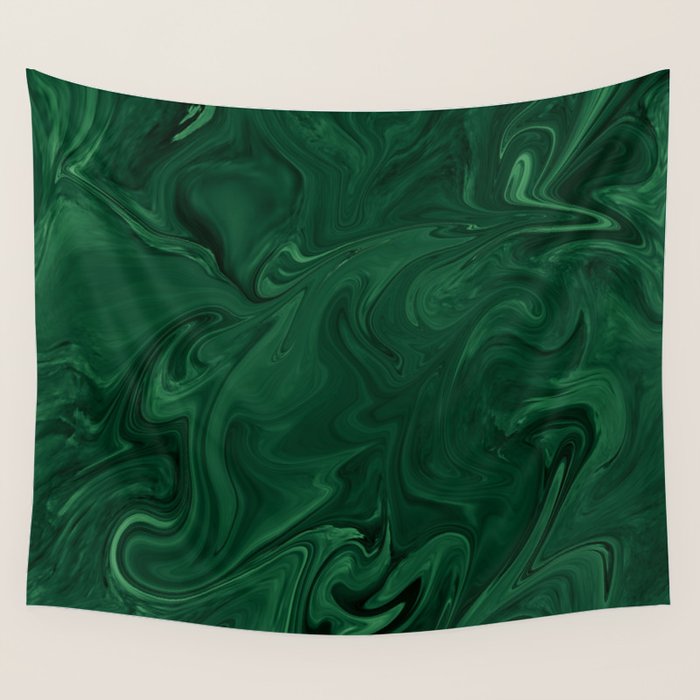 Modern Cotemporary Emerald Green Abstract Wall Tapestry Gallery Image 1