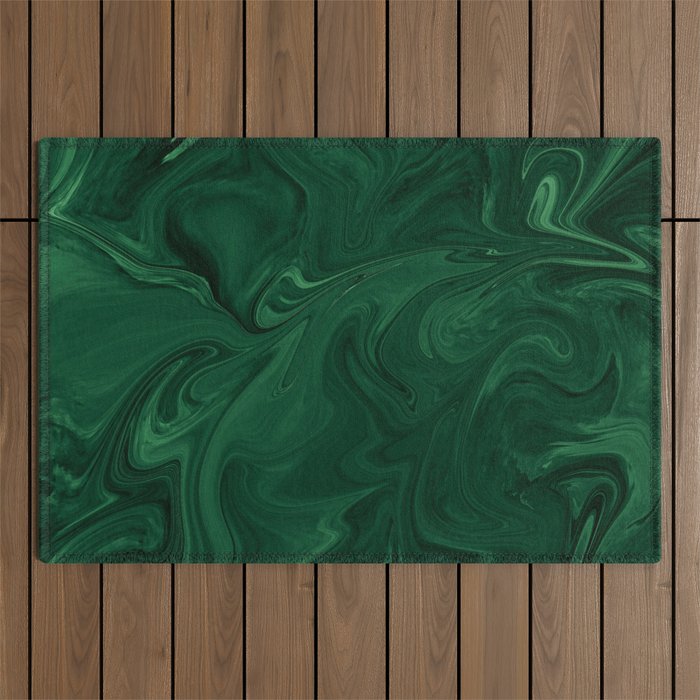 Modern Cotemporary Emerald Green Abstract Outdoor Rug Gallery Image 1
