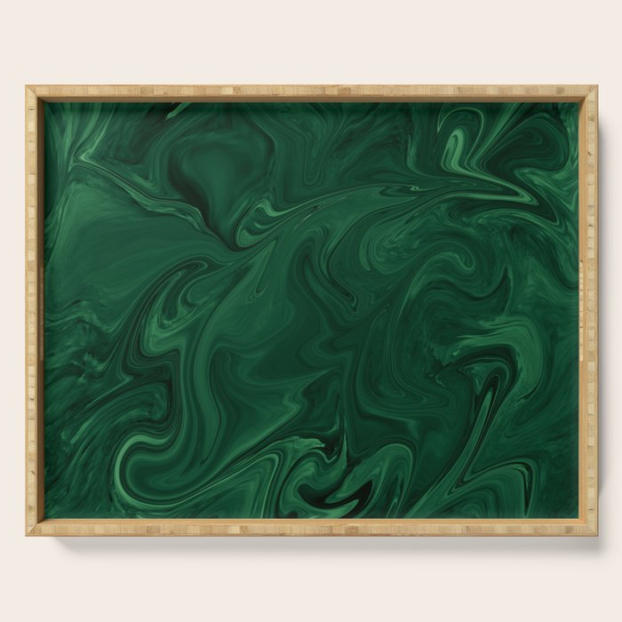 Modern Cotemporary Emerald Green Abstract Serving Tray Gallery Image 1