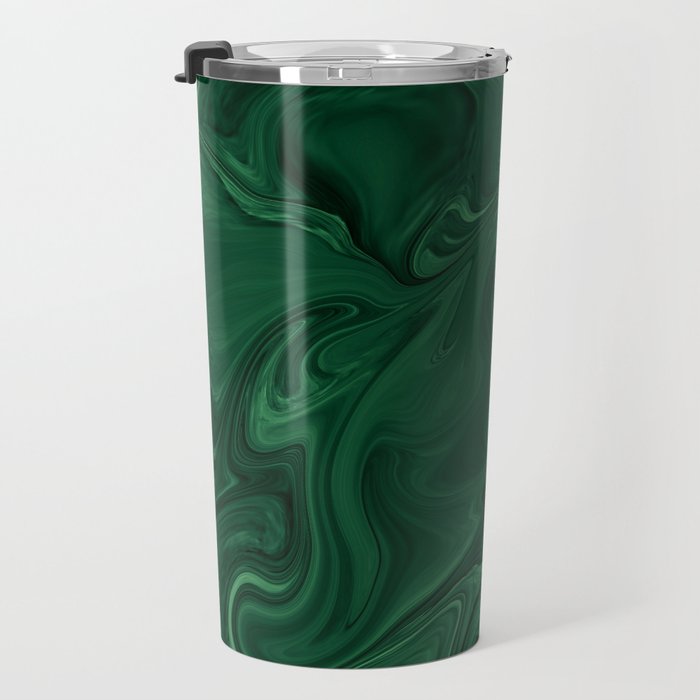 Modern Cotemporary Emerald Green Abstract Travel Mug Gallery Image 3