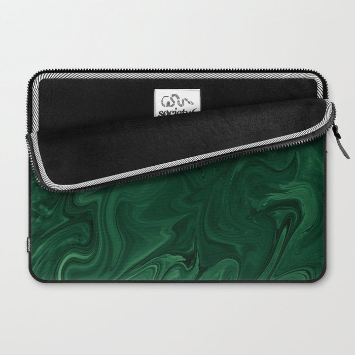 Modern Cotemporary Emerald Green Abstract Laptop Sleeve Gallery Image 2