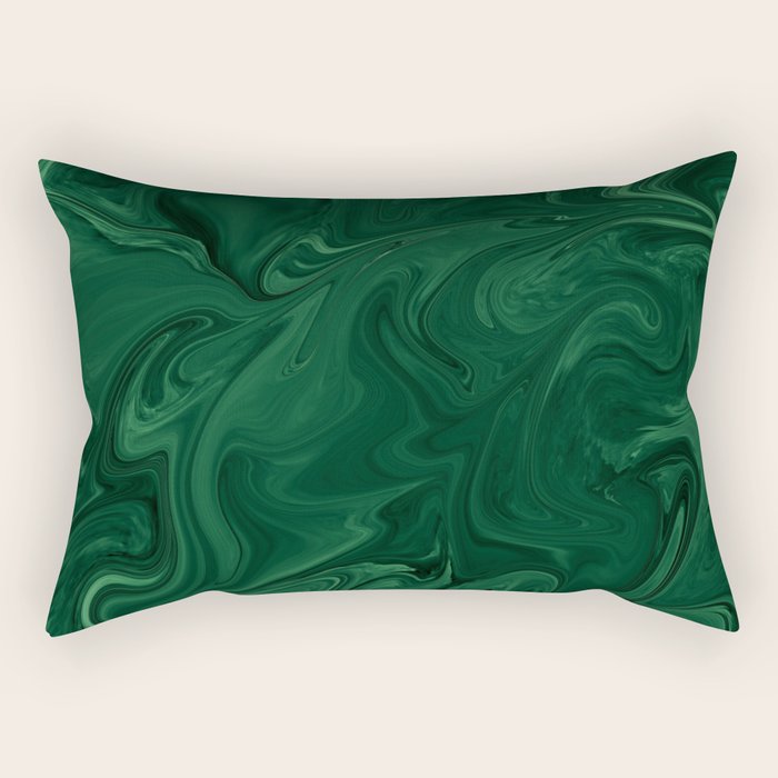Modern Cotemporary Emerald Green Abstract Rectangular Pillow Gallery Image 2