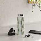 Hourglass Abstract Mid Century Modern Pattern in Sage Green, Gray, and Cream Beige Water Bottle Gallery Image 4