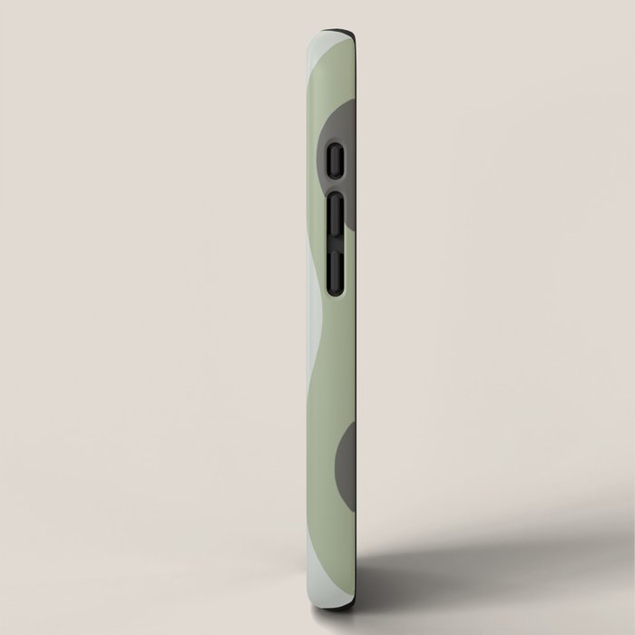 Hourglass Abstract Mid Century Modern Pattern in Sage Green, Gray, and Cream Beige iPhone Case Gallery Image 2