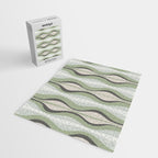 Hourglass Abstract Mid Century Modern Pattern in Sage Green, Gray, and Cream Beige Jigsaw Puzzle Gallery Image 2