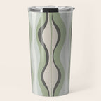 Hourglass Abstract Mid Century Modern Pattern in Sage Green, Gray, and Cream Beige Travel Mug Gallery Image 1