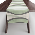 Hourglass Abstract Mid Century Modern Pattern in Sage Green, Gray, and Cream Beige Table Runner Gallery Image 1