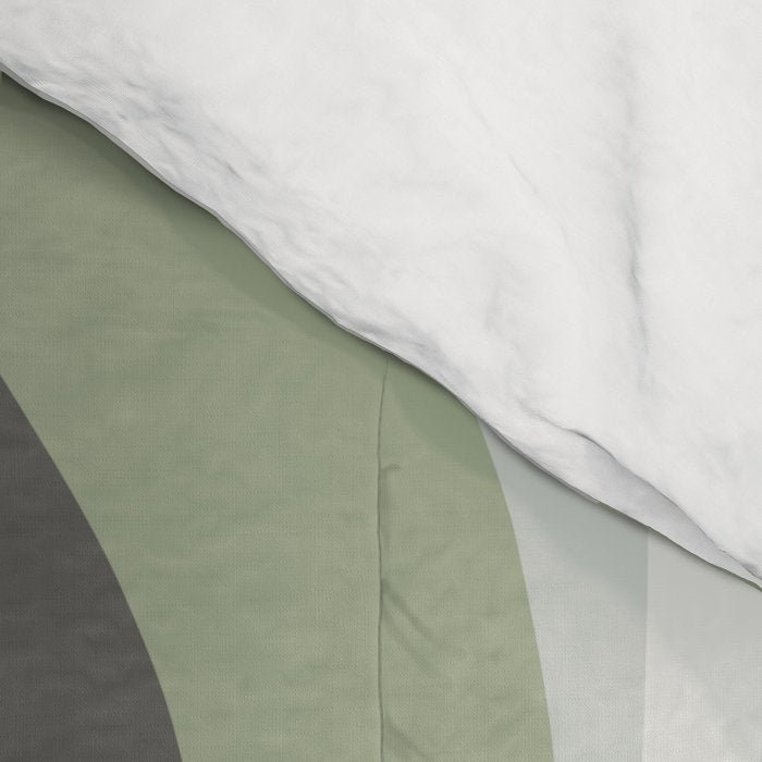 Hourglass Abstract Mid Century Modern Pattern in Sage Green, Gray, and Cream Beige Comforter Gallery Image 4