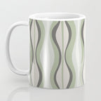Hourglass Abstract Mid Century Modern Pattern in Sage Green, Gray, and Cream Beige Coffee Mug Gallery Image 3