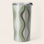 Hourglass Abstract Mid Century Modern Pattern in Sage Green, Gray, and Cream Beige Travel Mug Gallery Image 2