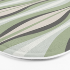 Hourglass Abstract Mid Century Modern Pattern in Sage Green, Gray, and Cream Beige Bath Mat Gallery Image 3