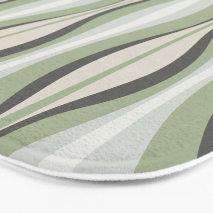 Hourglass Abstract Mid Century Modern Pattern in Sage Green, Gray, and Cream Beige Bath Mat Gallery Image 3